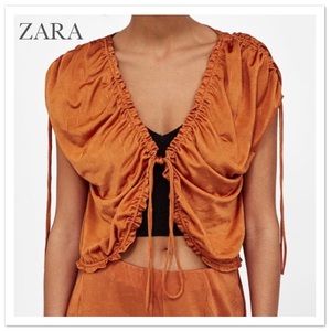 Zara Crease Effect Gathered Top - NWT